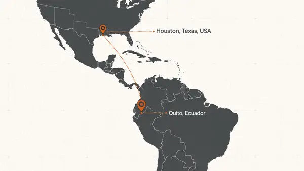 Exminsa-Map EXMINSA locations in Houston and Quito serving mining projects across the Americas